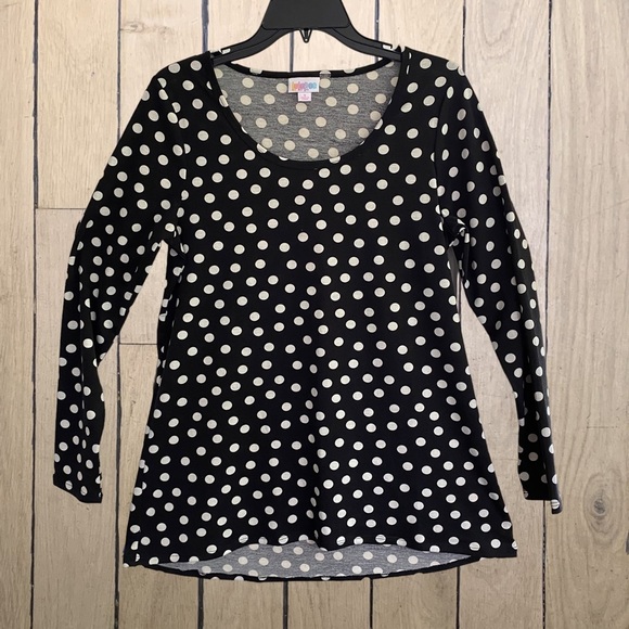 LuLaRoe LYNNAE Black & White Polka Dots Super Soft Long Sleeve Size Small - Picture 1 of 4